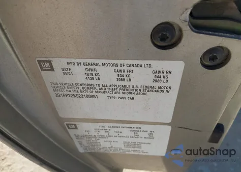 2002 Chevrolet Camaro from USA, damaged, VIN 2G1FP22K022100951